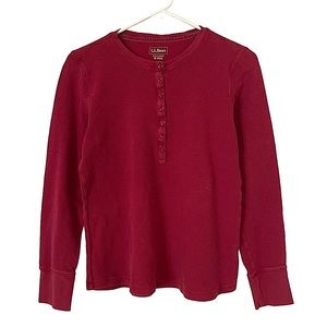 L.L. Bean Waffle Knit Magenta Long Sleeve Henley Top Women's Medium